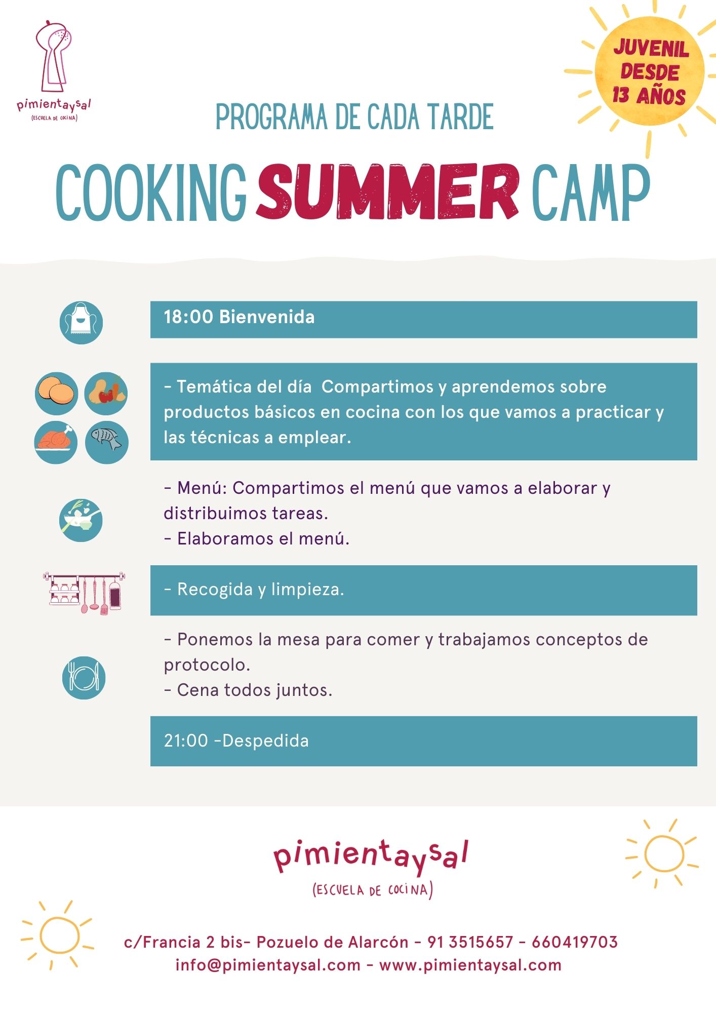Programa Cooking Summer Camp Adolescentes Pozuelo